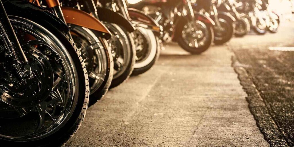 motorcycles in a row