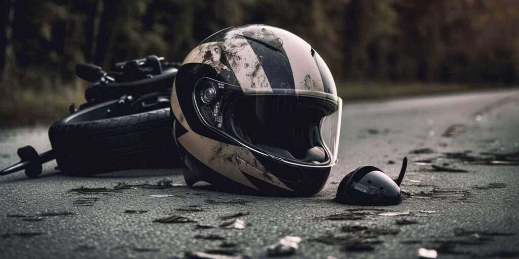 California road accident with a motorcycle on the road