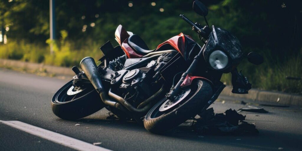 California motorcycle damaged after an accident on the highway