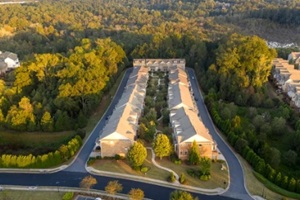 aerial view of CA suburban communities in downtown alpharetta georgia