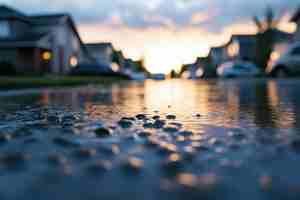 reflection of water on a driveway